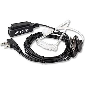 Retevis Cuffia Walkie Talkie, Auricolare 2 Pin Compatibile RT24 RT22 RT15 RT27 RT5 RT28 Baofeng UV-5R BF-88E BF-888S Ricetrasmettitore Tubo Acustico Trasparente (1 Pezzo)