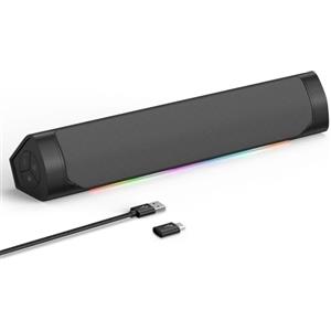 ZETIY Casse per PC, Altoparlante Bluetooth Soundbar, Soundbar PC avec RGB per Computer con Audio Stereo Surround Music Box per Desktop, Laptop, Telefono, Tablet - Plug and Play （Grigio）