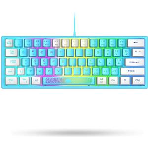 LexonElec K61-60% Mini Gaming Tastiera Colorata Blu E Bianco Meccanica Sentire Piccola RGB Retroilluminata Illuminata LED- Con USB Filo QWERTY Layout Ergonomico - Per PC MAC Laptop Ufficio Gamer