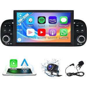 wanhonghui 2G+32G Carplay Autoradio per Fiat Panda 2013-2020 con Android Auto Navigatore,Schermo da 7 Pollici Android 13 Stereo con GPS Bluetooth Mirror Link WiFi/FM/RDS+Retrocamera