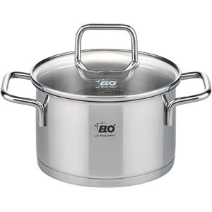 ELO 7241226 Pentola in acciaio inox a induzione, pentola in acciaio inox, 12 cm, pentola con coperchio in vetro, acciaio inossidabile, vetro, 12 cm