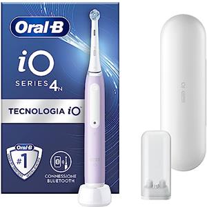 Oral-B Spazzolino Elettrico Ricaricabile iO 4N, Sensore di Pressione, Connessione Bluetooth, 4 Modalità di Spazzolamento, 1 Testina, 1 Spazzolino, 1 Custodia da Viaggio, Lavanda, Idea Regalo