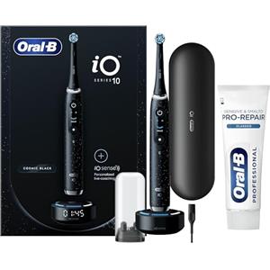 Oral-B Spazzolino Elettrico Ricaricabile iO 10 Nero, 1 Testina, 1 Custodia Da Viaggio ricaricabile, 1 Caricatore iO Sense + 1 Dentifricio Gengive & Smalto Pro-Repair Classico 75ml