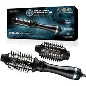 REVAMP Volume & Style Hot Brush Styler - Spazzola ad aria calda 4 in 1 per asciugare, volumizzare e lisciare, con 2 testine intercambiabili per capelli corti, medi e lunghi, tecnologia ionica