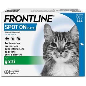 Frontline Spot On Gatti x3 Pipette, Antiparassitario per Gatti e Gattini, Contro Zecche, Pulci e Pidocchi