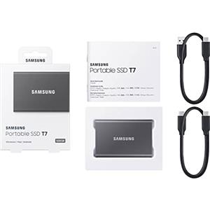 Samsung T7 Portable SSD - 500 GB - USB 3.2 Gen.2 External SSD Titanium Grey (MU-PC500T/WW)