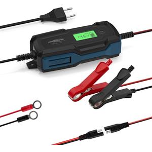 ANSMANN Caricabatterie intelligente a 10 fasi 6V 12V / 4A con display LCD per batterie al piombo-acido, piombo-gel e piombo-pile, nonché batterie LiFePo4 a 12V per auto, moto e furgoni