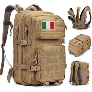 Oreunik Zaino Militare Tattico 45L, Impermeabile Zaino Grande Zaino Viaggio Molle Zaino di Assalto Zaino Scuola Uomo Donna per All'aperto Trekking, Pesca, Palestra,Campeggio, Montagna (Cachi)