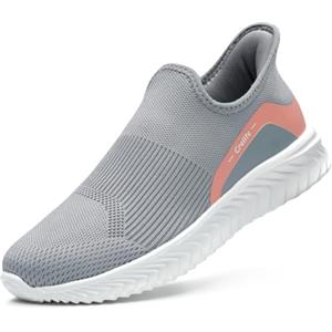 STQ Scarpe Donna Infermiere Sneakers Basse Comode Fitness Sport Ginnastica Passeggiate in Palestra Senza Lacci Running Tennis con Suola Ammortizzata Traspirante Polvere Grigio Chiaro Size 36