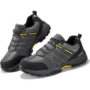 SPIEZ Scarpe Antinfortunistiche Donna, Scarpe Antinfortunistiche Leggere, Scarpe Antiscivolo Donna, Scarpe Donna Invernali Comode Nero/Grigio/Giallo EU36