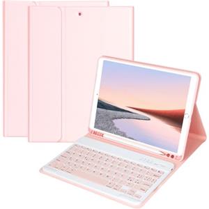 HOTLIFE Custodia Tastiera per iPad 10.2 7a Generazione 2019/8a Gen 2020/9a Gen 2021/iPad Pro 10.5/iPad Air 3, Magnetica Cover con Staccabile Bluetooth Wireless Layout Italiana Tastiera(Rosa)