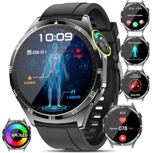 Marsyu Smartwatch Uomo Donna con ECG/HRV/Lipidi/Acido Urico/BMI/Sonno, 1.43