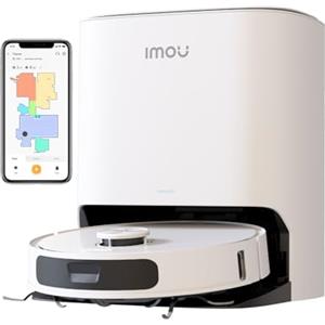 Imou Robot aspirapolvere 5 in 1 Imou RV3 con potenza di aspirazione di 8500 Pa, Spazzare/Lavare/Self-lavaggio/Autosettaggio a 55°C/Autosvuotamento, robot aspirapolvere con stazione base auto-pulente