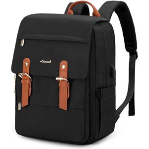 LOVEVOOK Zaino Porta PC Donna Nero, 15,6 Pollici Impermeabile Zaino Antifurto per Computer portatile con Porta USB per Università, Viaggi, Lavoro, Scuola