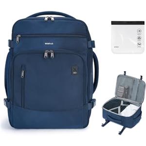 ECOHUB Zaino Bagaglio a Mano Easyjet 45x36x20 Zaino Valigia Viaggio Aereo Sotto il Sedile 13 Tache Zaino da Cabina Porta USB Grande Impermeabile Ecologica in PET Riciclato da 30 Litri(Blu)