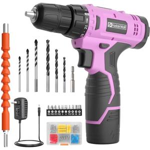 FADAKWALT Cordless Drill Set,12V Power Drill Set with Battery and Charger, compact Driver/Drill Bits, 3/8'' Keyless Chuck,21+1 Torque Setting, 180 inch-lbs, with LED Electric Drill Set