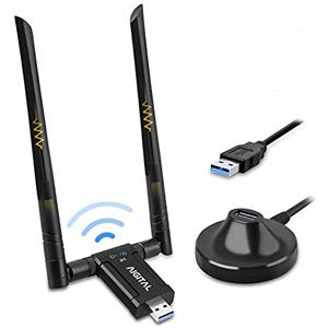 Aigital Chiavetta Wifi per PC Fisso 1200Mbps, Adattatore WiFi USB Dual Band 5GHz/867Mbps + 2.4GHz/300Mbps Adattatore Wireless USB 3.0 2x5dBi Antenne WiFi Dongle WiFi per Windows 11/10/7/XP/Mac OS X