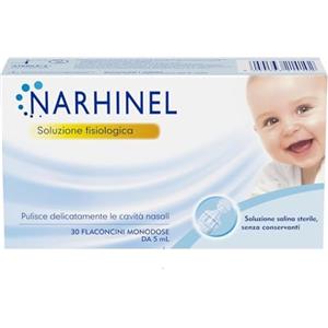 Narhinel Soluzione Fisiologica Isotonica 30 Flaconcini Monodose da 5 ml per Lavaggi Nasali