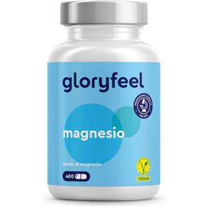 Gloryfeel Magnesio Integratore, 400 Capsule 6 Mesi di Fornitura, 100% Vegan, Magnesio Ossido ad Alto Assorbimento, Integratore Muscoli & Stanchezza, 400 mg Magnesio Elementare, Integratori Sali Minerali