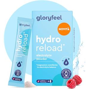 Gloryfeel Elettroliti, Magnesio e Potassio, Integratori Sali Minerali, Gusto Lampone, 30 Bustine, Integratore Sport, contro Stanchezza e Affaticamento, Sistema Nervoso e Immunitario, Senza Additivi, 100% vegan