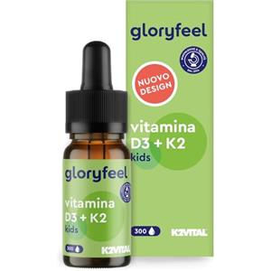 Gloryfeel Vitamina D3 K2 Gocce, Integratore 500 U.I. vegetale da Licheni + 25µg Vitamina K, 10 ml (10 Mesi), Vitamin D Vegan +K2, Vitamine per Bambini a partire da 4 Anni