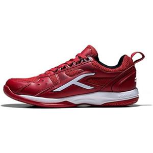 HUNDRED Scarpe da badminton professionali antitraccia Raze per uomo | Materiale: ecopelle | Adatto per tennis indoor, squash, ping pong, basket e paddle (rosso/bianco, taglia: EU 36, UK 2, US 3)