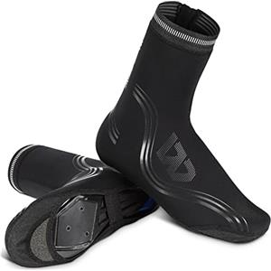 Lixada Copriscarpe da Ciclismo Invernali Impermeabile con Fodera in Pile Addensato Copri Scarpe MTB da Uomo Donne con Cerniera Antivento Antiscivolo per Mountain Bike Bici da Strada, M-2XL