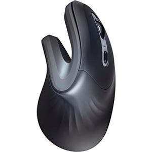 Trust Verro Mouse Wireless Ergonomico, Leggero, Design Ergonomico, Angolo Verticale di 60°, 2 Pulsanti, 600-1600 DPI, Microricevitore USB Riponibile, 10m, Mouse per PC, Laptop - Nero