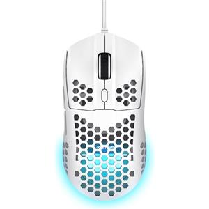 Trust Gaming GXT 928W Helox Mouse Gaming Superleggero 65g con Filo, Regolazione DPI 200-6400 Sensore Ottico, 6 Pulsanti Programmabili, Illuminazione RGB, Mouse da Gaming per PC Desktop Laptop, Bianco