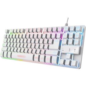 Trust Gaming GXT 833W Thado Tastiera Gaming TKL Layout Italiano QWERTY, Design Compatto più Piccolo del 20%, Anti-Ghosting, 69% Plastica Riciclata, LED Keyboard USB per PC/Laptop - Bianco