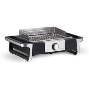 SEVERIN SENOA BOOST Barbecue Elettrico per Interni ed Esterni, Grill Elettrico 3000W con Avvio Rapido fino a 500°C, Griglia Elettrica con Superficie SafeTouch, Inox/Nero, PG 8113