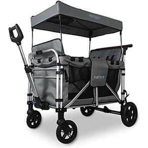 Fuxtec Carrello Pieghevole Family CTXL900 Grigio, L'Originale, Family Fux, Vagone da Giardino 4 posti, Sedile Rimovibile, Trasporto, Spiaggia, Tirare o Spingere, capacità di carico 75 kg