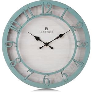 Lafocuse 30cm Orologio da Parete Numeri 3D Design Vintage, Silenzioso Rustico Retro Orologio Verde, Shabby Chic Decorativo senza Ticchettio per Cucina Soggiorno Camera da Letto