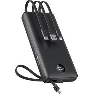 VEEKTOMX Power Bank 20000mAh Powerbank con Cavi Integrati Caricatore Portatile USB C Batteria Esterna con 5 Uscite e 2 Ingressi Compatibile con iPhone Samsung Huawei Xiaomi (20000mAh-Nero)