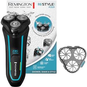 Remington Rasoio elettrico Barba R6 - Utilizzo su asciutto e bagnato - 100% impermeabile, Lame a doppia traccia, Testine multidirezionali, batteria al litio, Ricarica USB, Rasoio a testine R6000