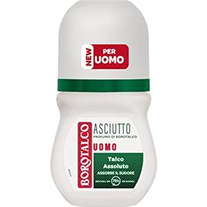 Borotalco, Deodorante Uomo Roll On Asciutto Originale, Formula Senza Alcool con Talco Assoluto, Assorbe il Sudore, Profumo Borotalco, 72h di Efficacia - 1 Flacone da 50 ml