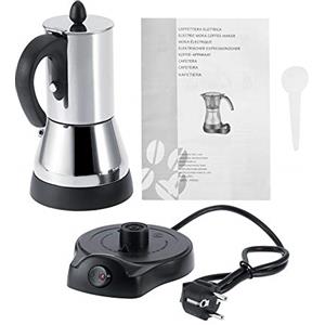 mumisuto Caffettiera Moka in Acciaio Inox, 300ml Caffettiera Elettrica, Macchina per Caffè Espresso, Cucina Domestica Staccabile Elettrica Caffettiera Espresso Moka, Adatta All'Induzione, 480W, 220V