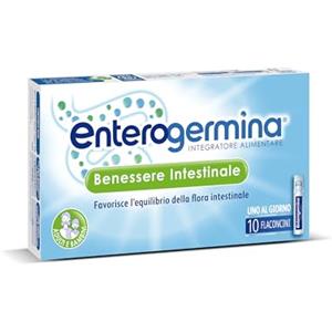 Enterogermina Benessere Intestinale, Fermenti Lattici, Probiotici, Integratori Adulti e Bambini 3+ Favorisce l'Equilibrio della Flora Batterica Intestinale, Senza Glutine (10 Flaconcini/5 ml)