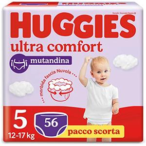 Huggies Ultra Comfort, Pannolini Taglia 5 (12-17 Kg), Mutandina traspirante, Design Disney, Pacco Scorta, 56 Pz