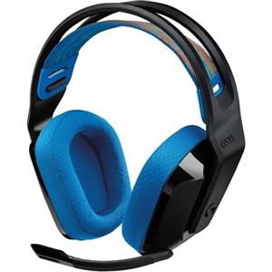 Logitech G535 Lightspeed - Cuffie supra-aurali leggere, microfono flip-to-mute, 33 ore di batteria, compatibile con PS5, PS4, PC, ricaricabile tramite USB-C - Nero/blu