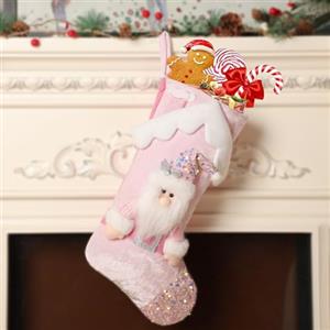 FOSDICK Calza Befana Personalizzata 44cm Calze Natalizie, Calze di Natale da Appendere Idea Regalo per Epifania Natale Decoraizione Natalizia per Camino (Rosa)