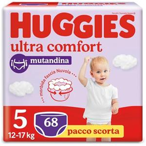 Huggies Ultra Comfort, Pannolini Taglia 5 (12-17 Kg), Mutandina traspirante, Pacco Scorta, 68 Pz