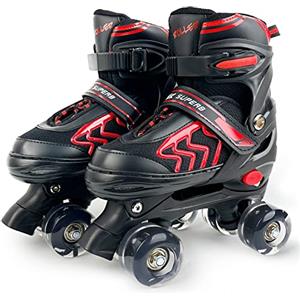 PIPIZHU Pattini a Rotelle Regolabili in 4 Misure per Bambini, Ragazzi e Principianti - 4 Ruote con 8 Ruote Lampeggianti (L 36-40)