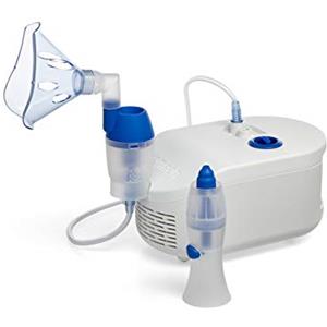 OMRON C102 Total Nebulizzatore 2 in 1 con Doccia Nasale - Kit Apparecchio Aerosol per Uso Domestico, Trattamento di Patologie Respiratorie come Asma, Raffreddore, Tosse, Allergie in Adulti e Bambini