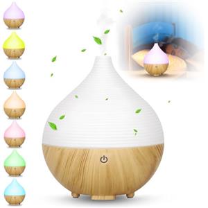 MTINRNI Diffusore di Oli Essenziali,160ml Diffusore di Aromi Ultrasuoni,Diffusore Aromatico a Grana di Legno,con 7 LED Colori,Profumatore per Ambienti,Umidificatore Ambiente.per Ambienti, Casa, Yoga.