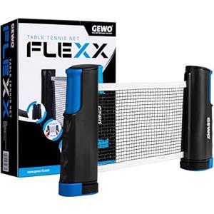 GEWO Table Tennis Net FleXX - Rete da ping pong per ogni tavolo - Morsetti regolabili antiscivolo per la rete da ping pong to Go - estensibile fino a 2 m per piastre di spessore fino a 5 cm, altezza