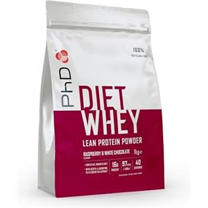 PhD Nutrition Diet Proteine Whey in polvere 1kg Lampone & Cioccolato bianco, Proteine in polvere ipocaloriche a supporto della dieta, Con 16g di proteine per porzione