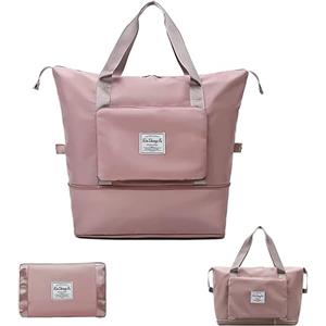 JUVEL Borsone da Viaggio Pieghevole - borsa sportiva con scomparto umido borsa bagaglio a mano per aereo borsa da viaggio impermeabile pieghevole borsa ospedaliera (Rosa)