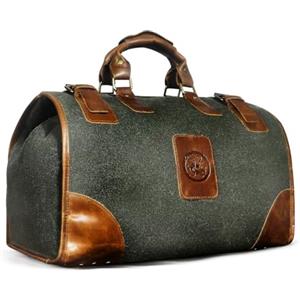 Handadsume Tela resistente all'acqua + Cuoio genuino Borsa da viaggio Tote Borsa da palestra Duffle Valigia Borsa per il weekend Per gli uomini Maschio FB8151 (Verde)