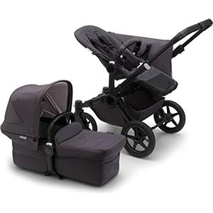 Bugaboo Donkey 5 Mono, Convertibile in un Passeggino Doppio Affiancato, Design Migliorato, Seduta Reversibile, Guida a una Mano e Archiviazione Espandibile, Washed Black